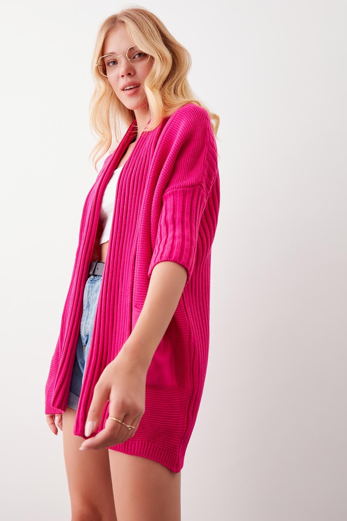 BAT SLEEVE LOOSE KNITTED CARDIGAN
