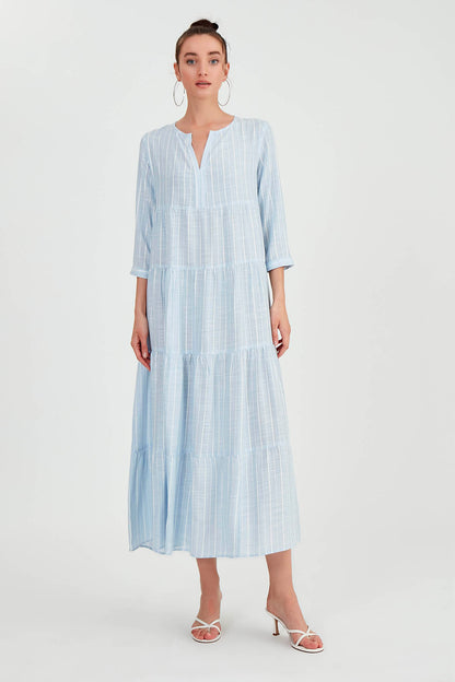 LONG DRESS WITH LAYERED LINES