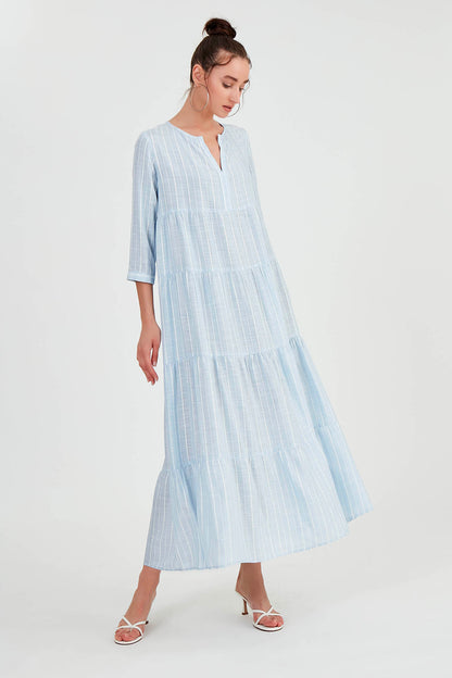 LONG DRESS WITH LAYERED LINES