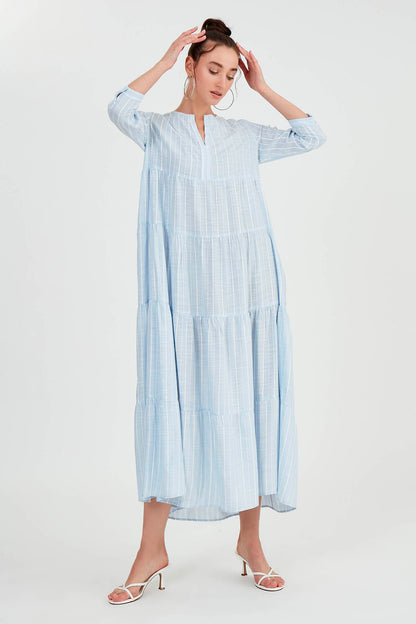 LONG DRESS WITH LAYERED LINES