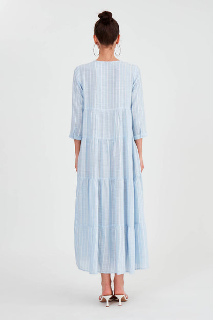 LONG DRESS WITH LAYERED LINES