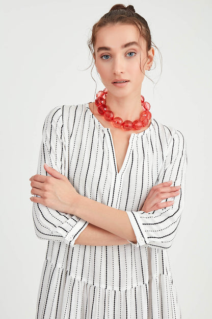 LONG DRESS WITH LAYERED LINES