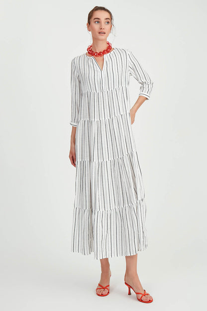 LONG DRESS WITH LAYERED LINES