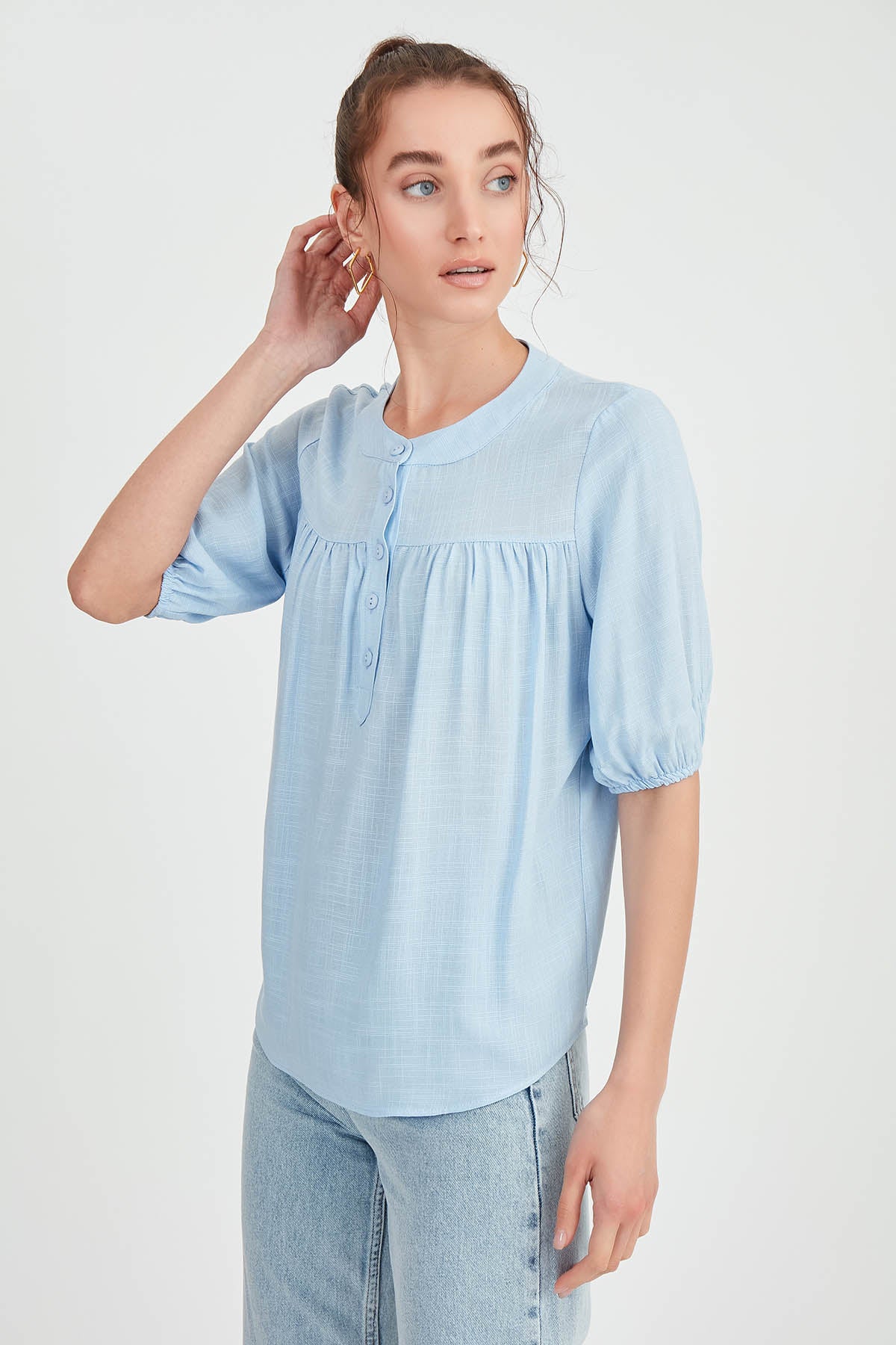 VISCOSE LINEN BLOUSE
