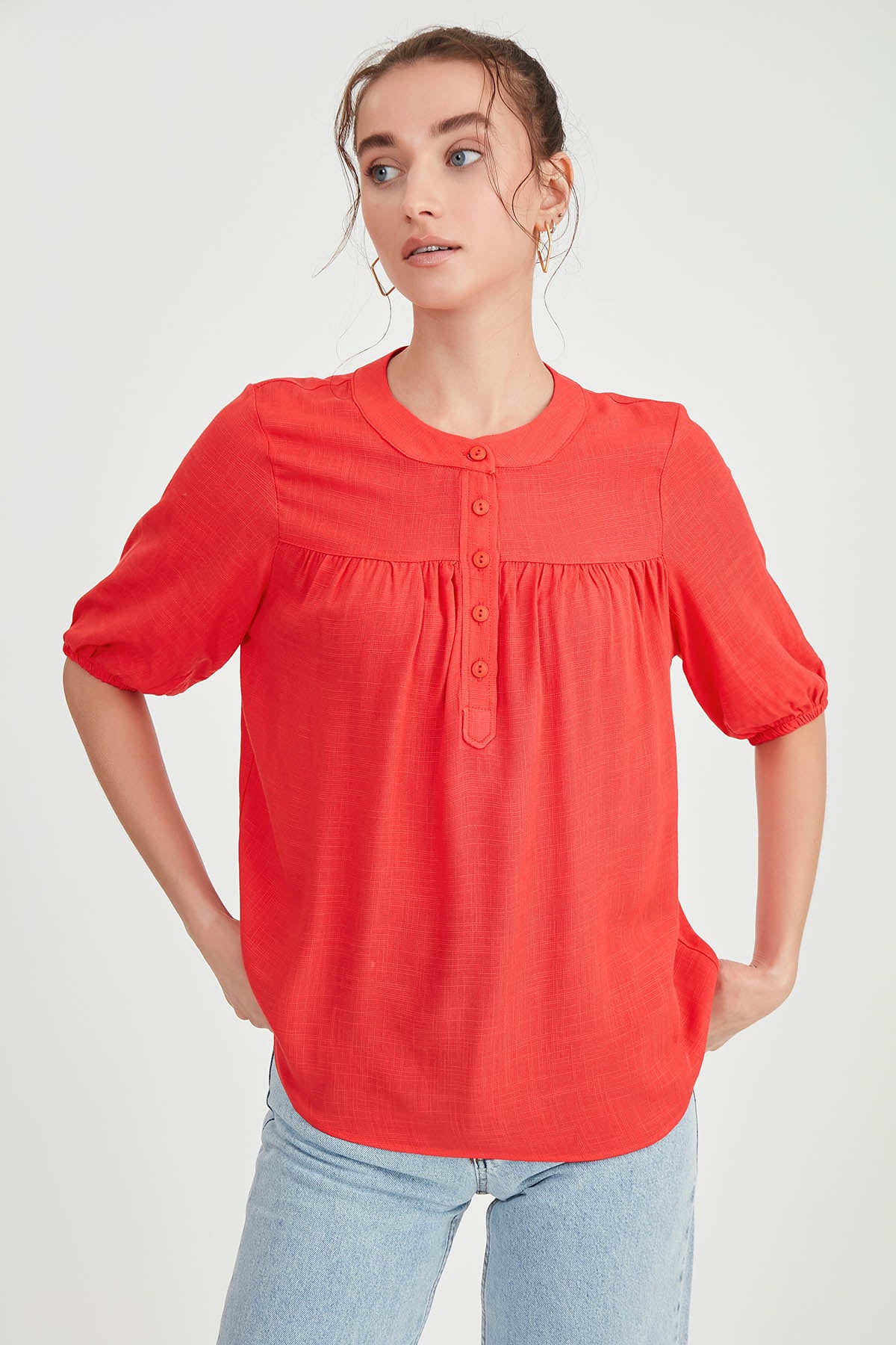 VISCOSE LINEN BLOUSE
