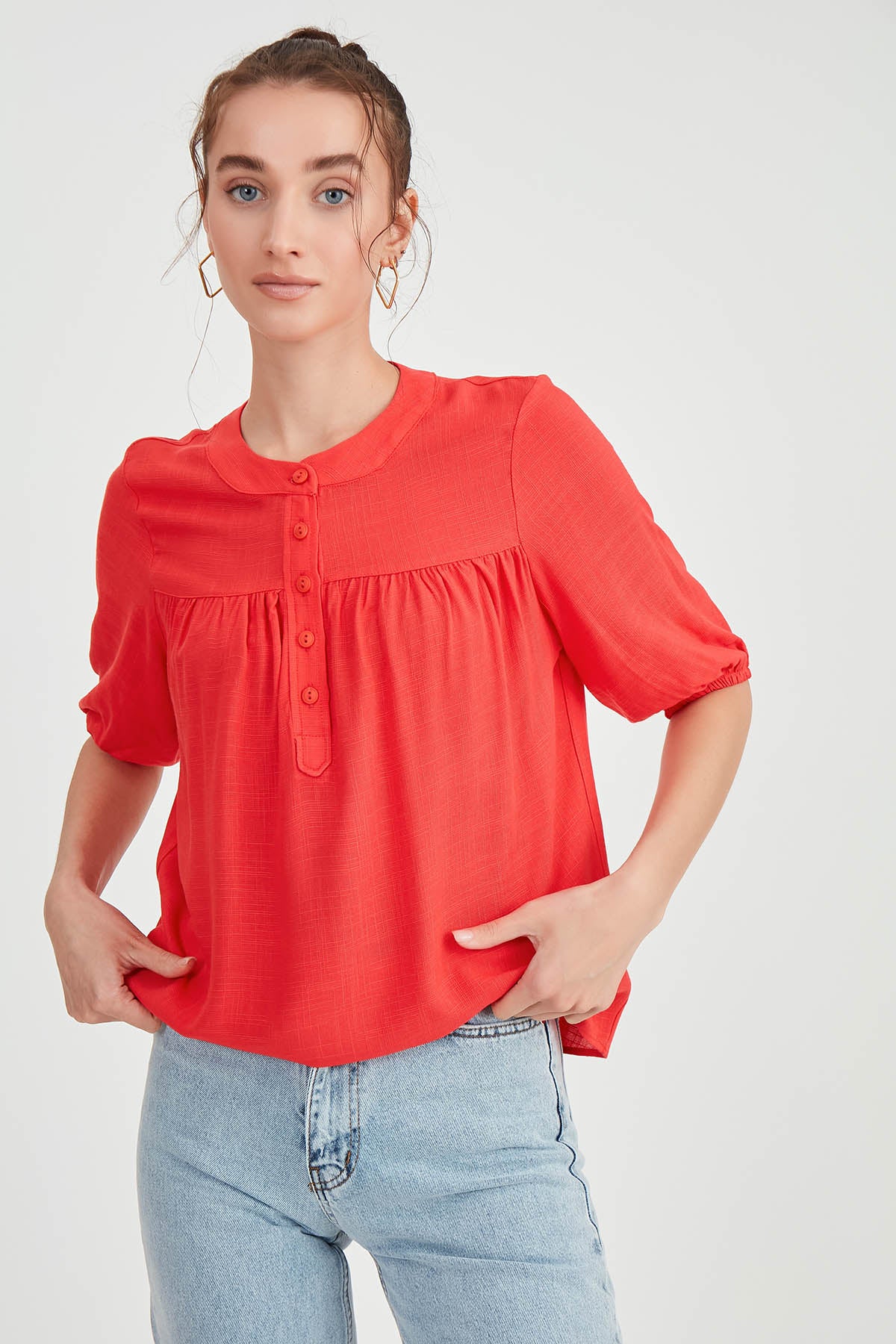 VISCOSE LINEN BLOUSE
