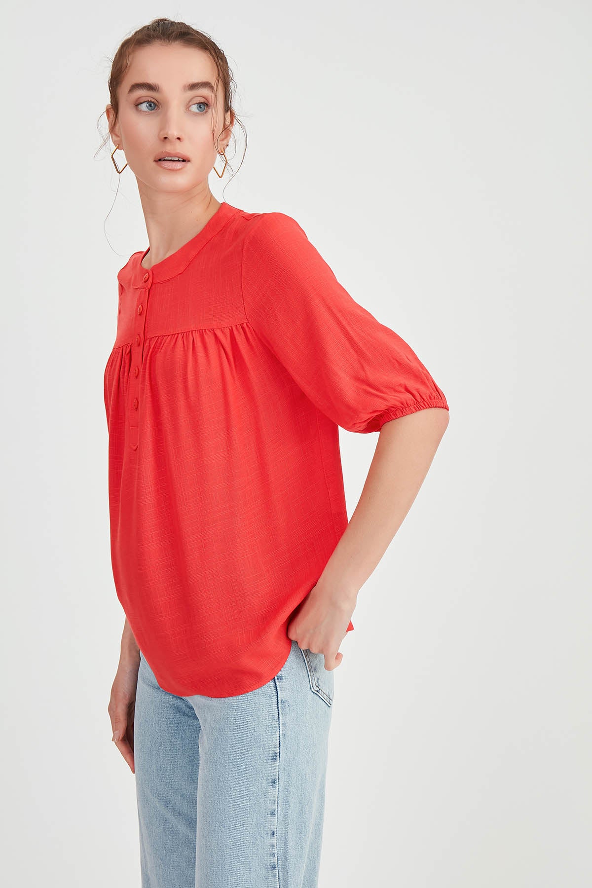 VISCOSE LINEN BLOUSE