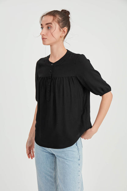VISCOSE LINEN BLOUSE
