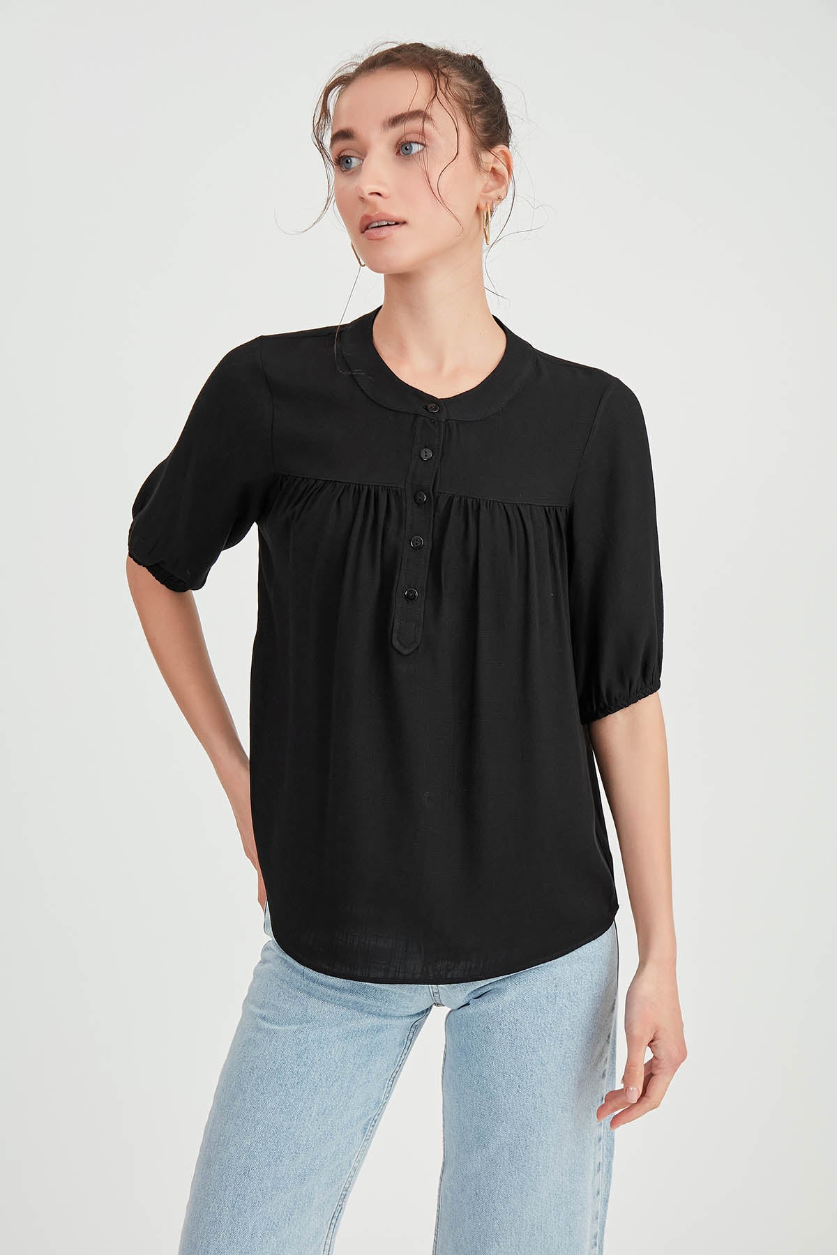 VISCOSE LINEN BLOUSE