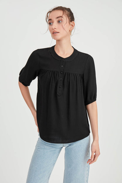 VISCOSE LINEN BLOUSE