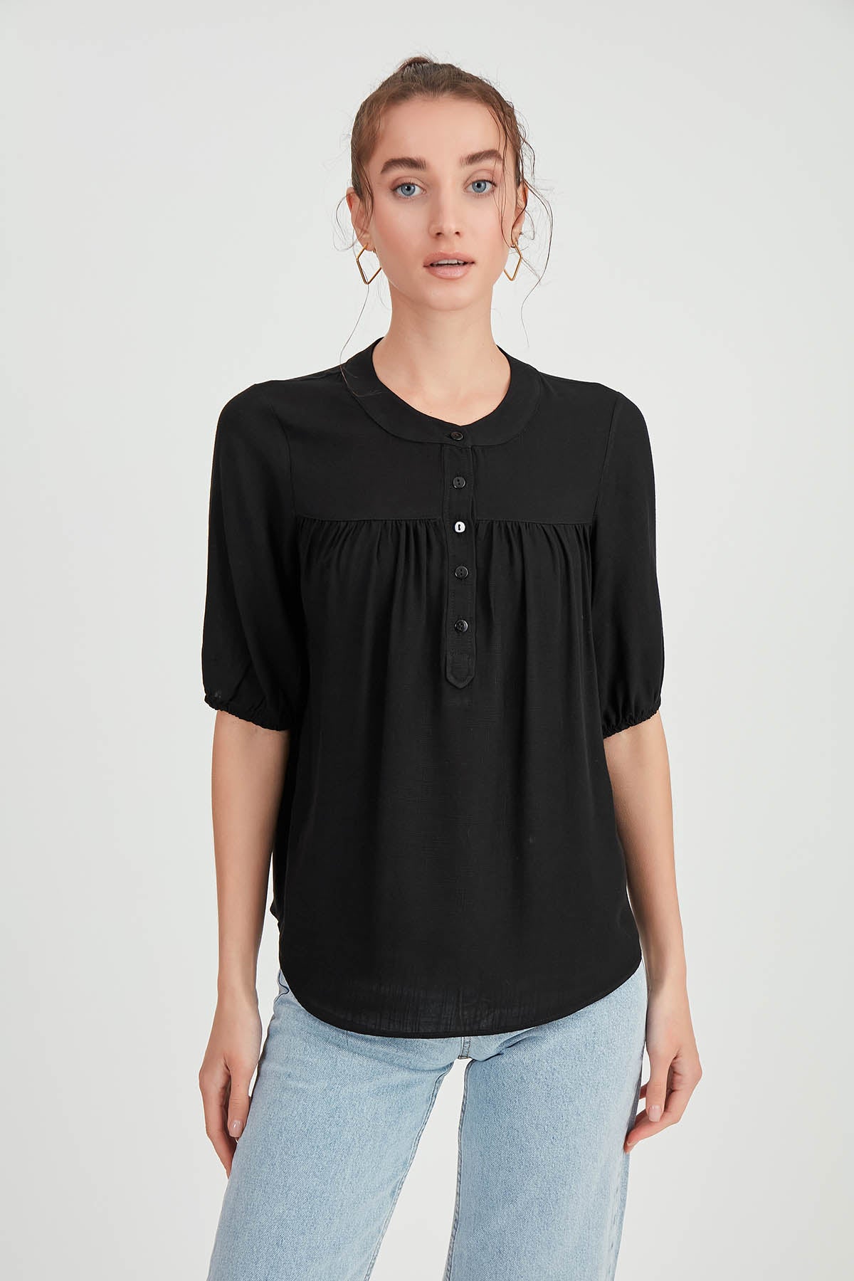 VISCOSE LINEN BLOUSE