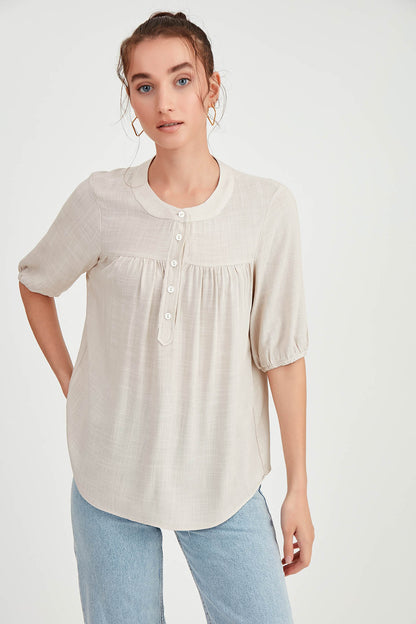 VISCOSE LINEN BLOUSE