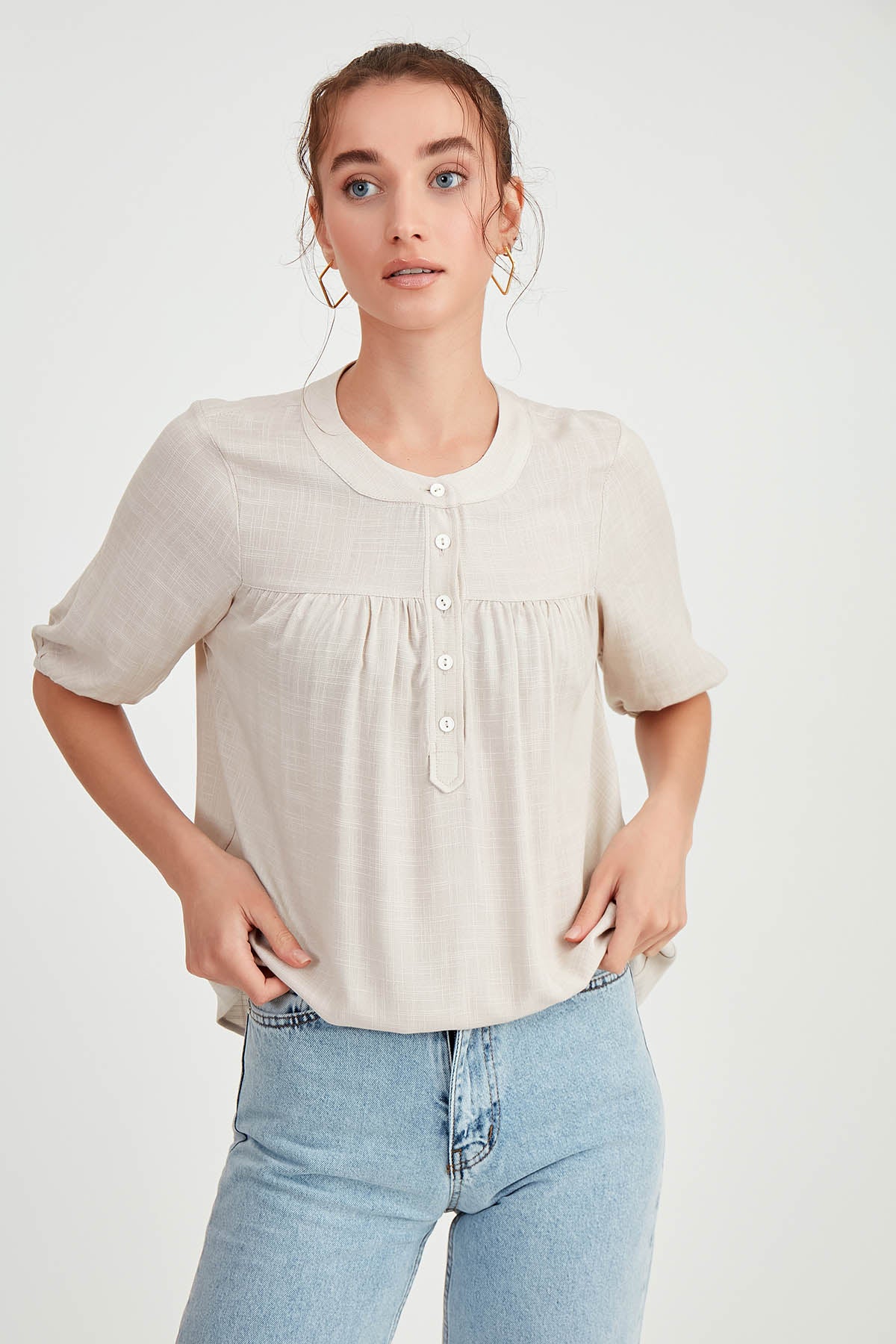 VISCOSE LINEN BLOUSE
