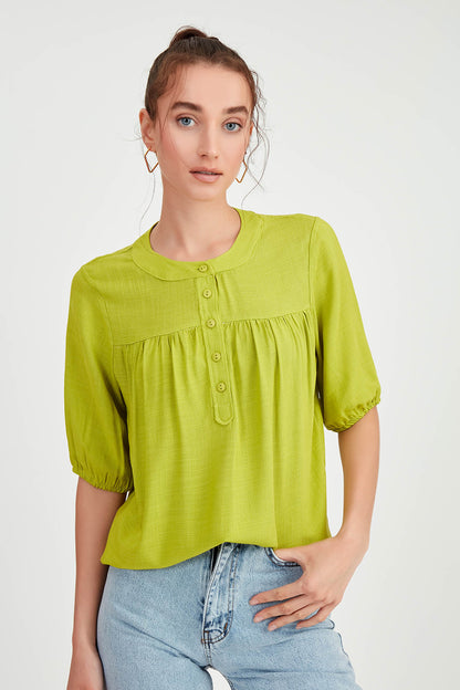 VISCOSE LINEN BLOUSE