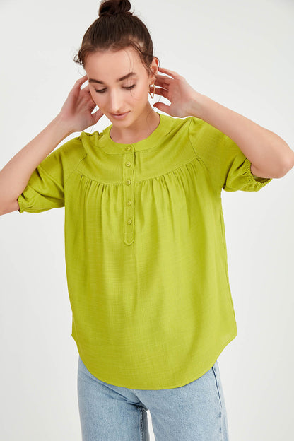 VISCOSE LINEN BLOUSE