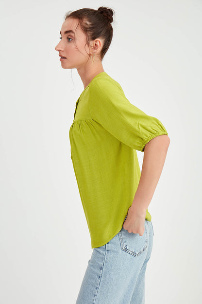 VISCOSE LINEN BLOUSE