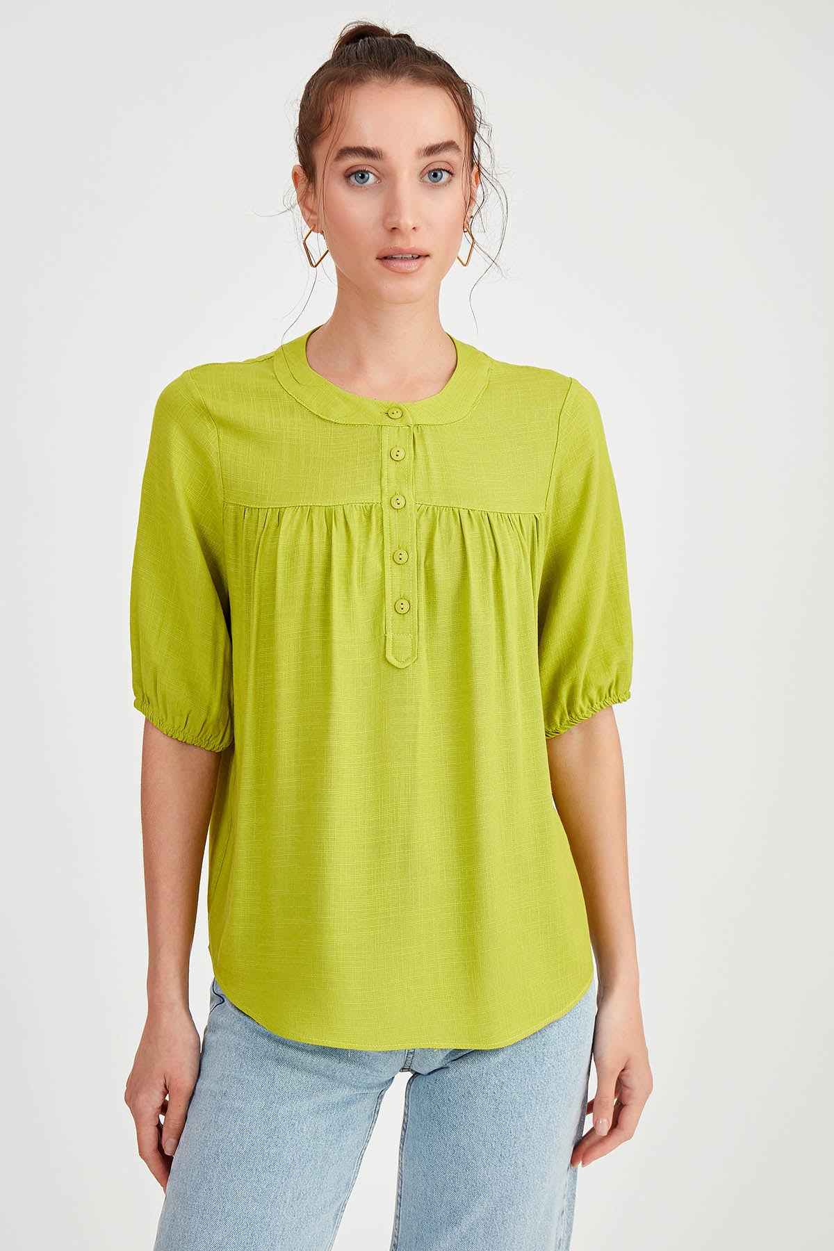 VISCOSE LINEN BLOUSE
