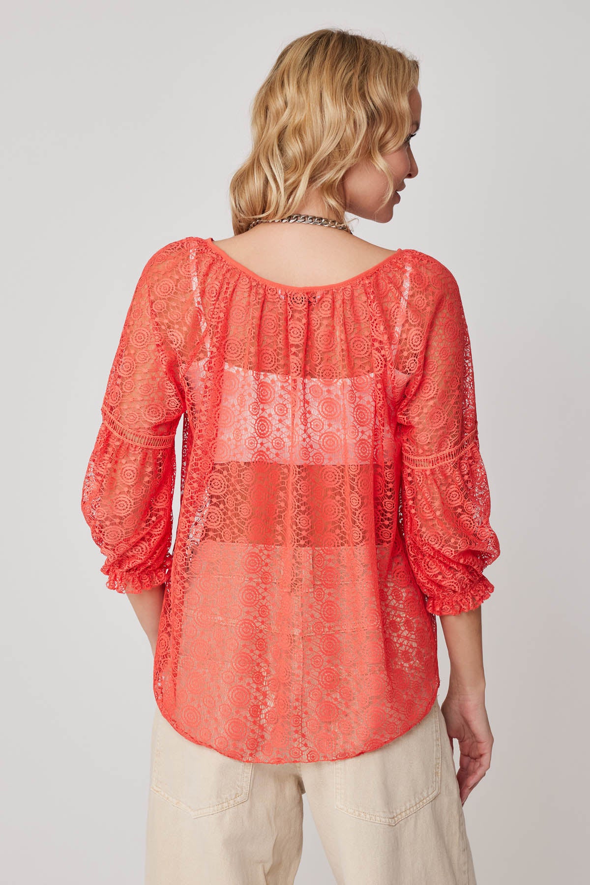 HALF-SLEEVE TRANSPARENT BLOUSE