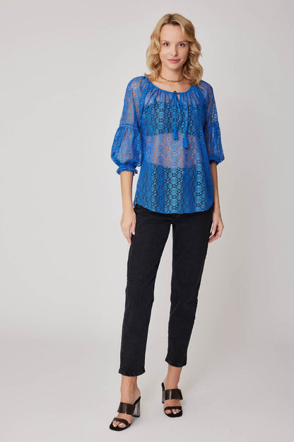 HALF-SLEEVE TRANSPARENT BLOUSE