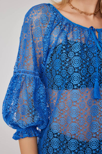 HALF-SLEEVE TRANSPARENT BLOUSE