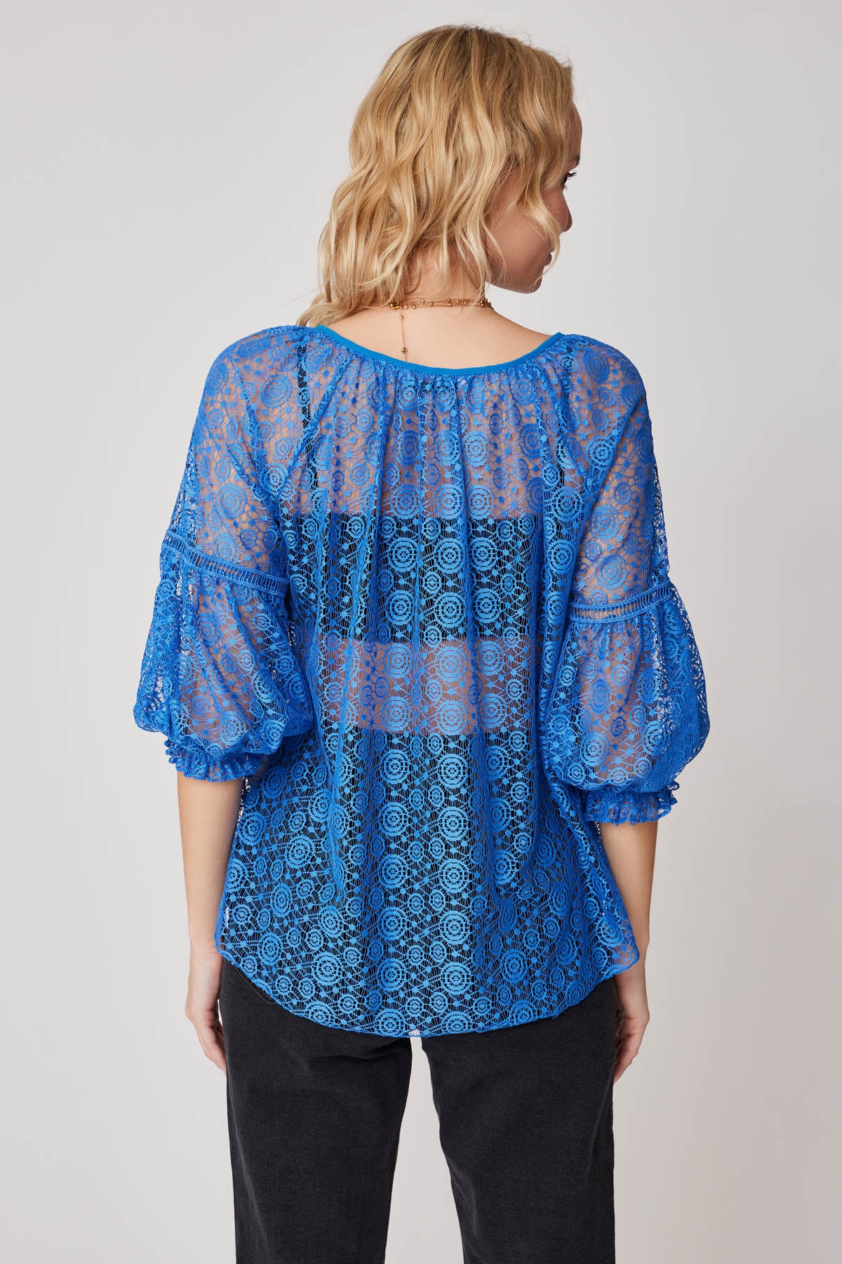 HALF-SLEEVE TRANSPARENT BLOUSE