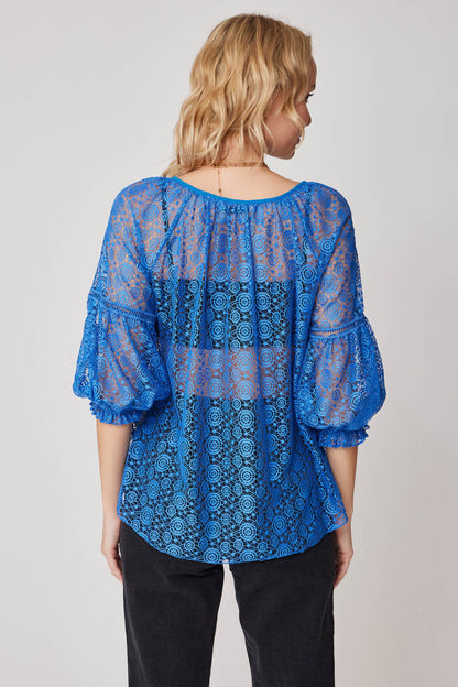 HALF-SLEEVE TRANSPARENT BLOUSE
