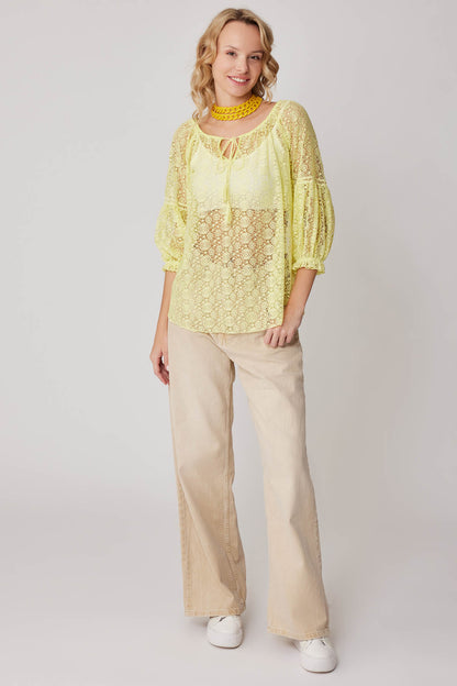 HALF-SLEEVE TRANSPARENT BLOUSE