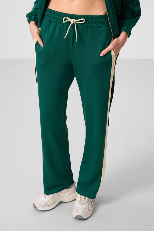 Green Soft Textured Side Panel Detailed Wide Leg Women's Palazzo Trousers - 94671