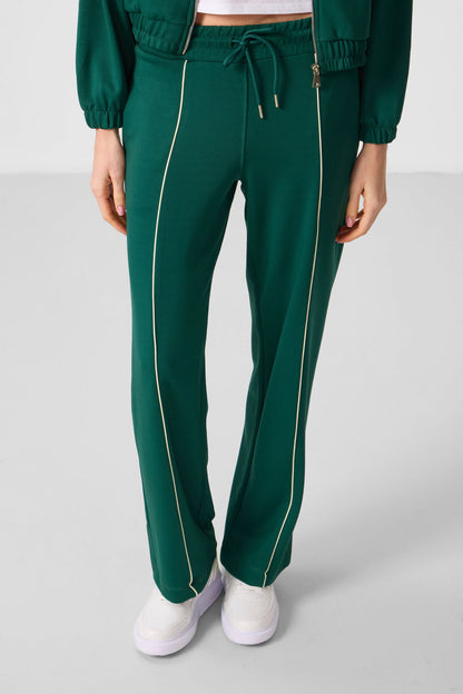 Green Soft Textured High Collar Oversize Elastane Women's Tracksuit Set - 95349