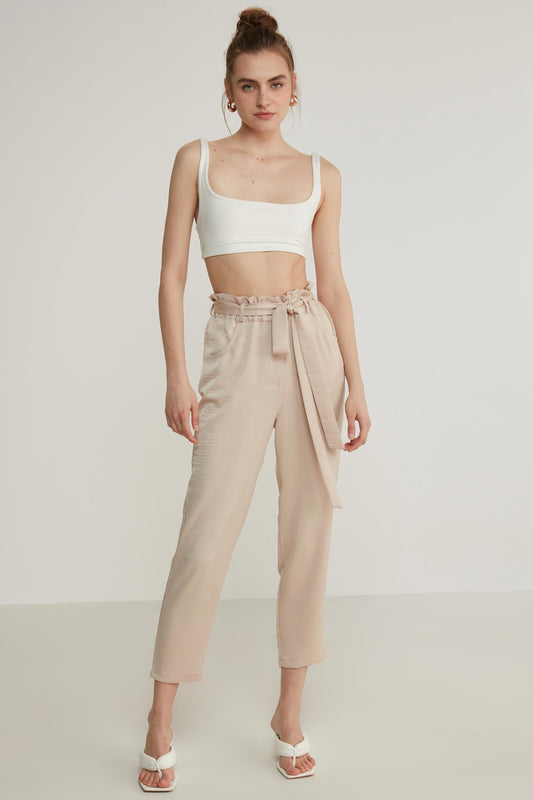 HIGH-WAIST JAGGED CROP TROUSERS