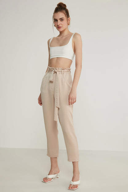 HIGH-WAIST JAGGED CROP TROUSERS