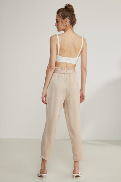 HIGH-WAIST JAGGED CROP TROUSERS