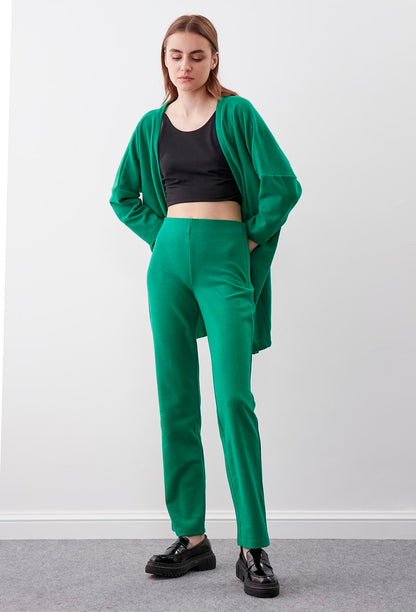 HIGH ELASTANE WAIST KNITTED TROUSERS