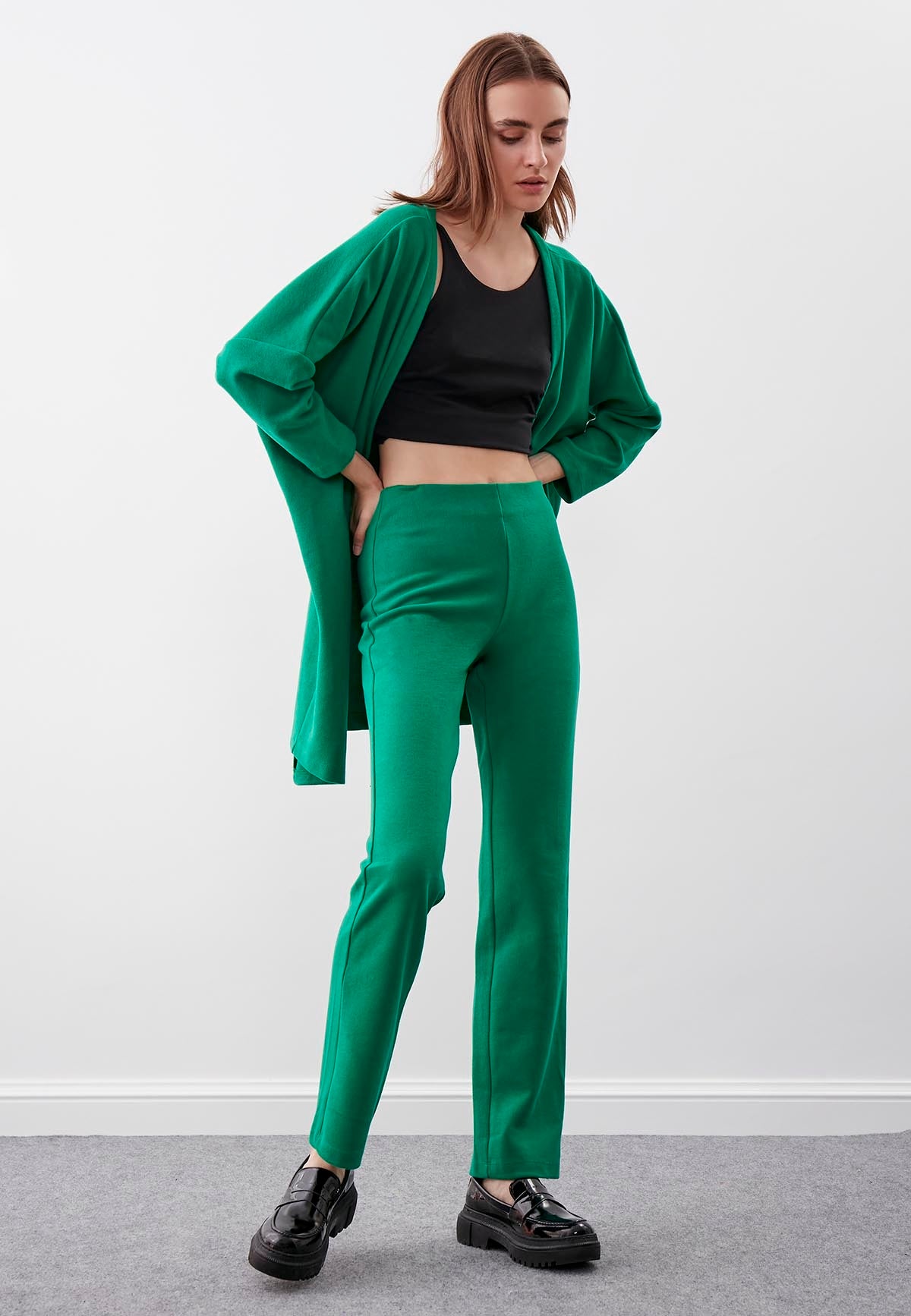 HIGH ELASTANE WAIST KNITTED TROUSERS