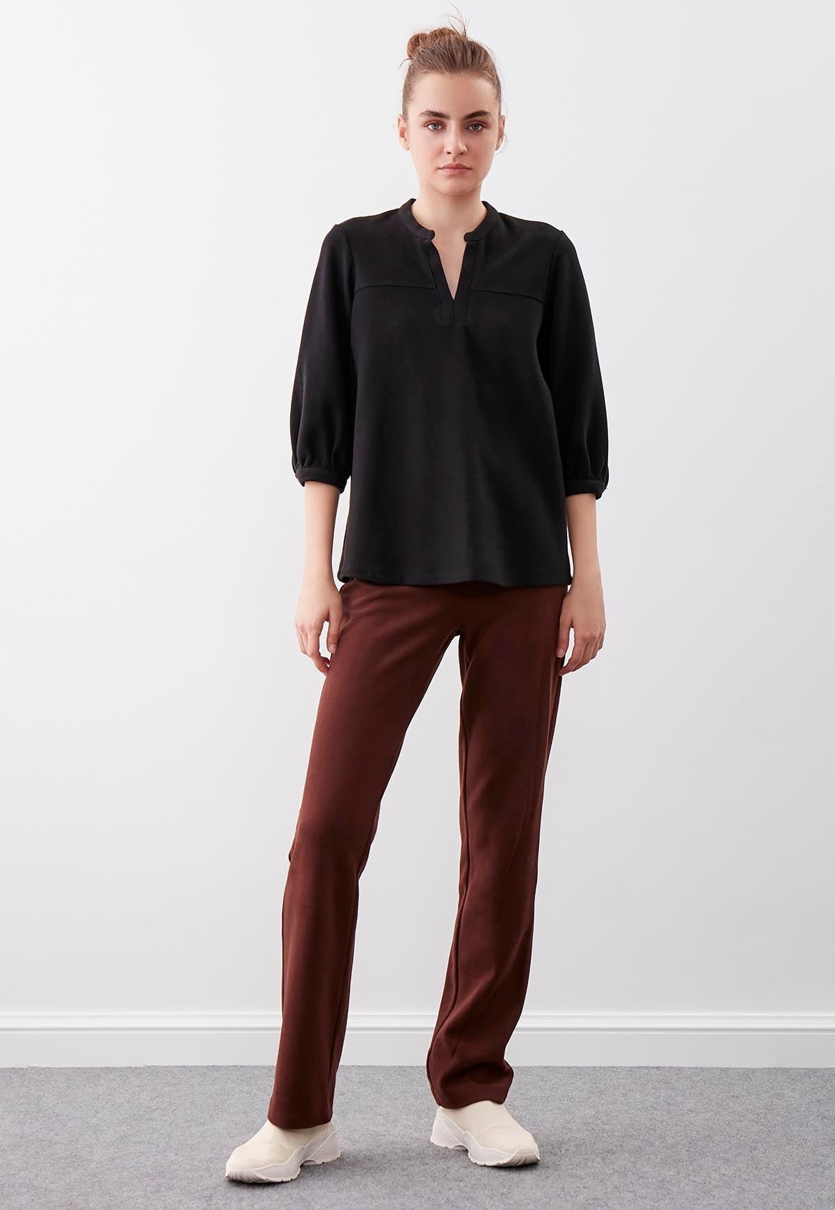 HIGH ELASTANE WAIST KNITTED TROUSERS