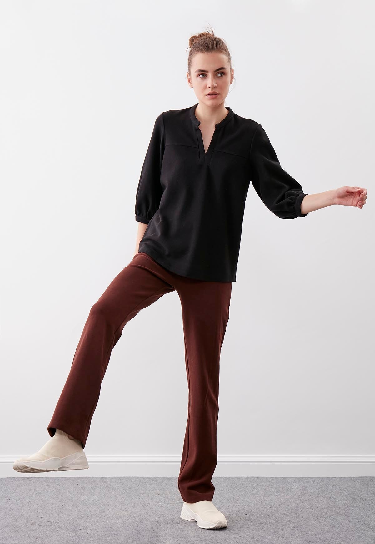 HIGH ELASTANE WAIST KNITTED TROUSERS