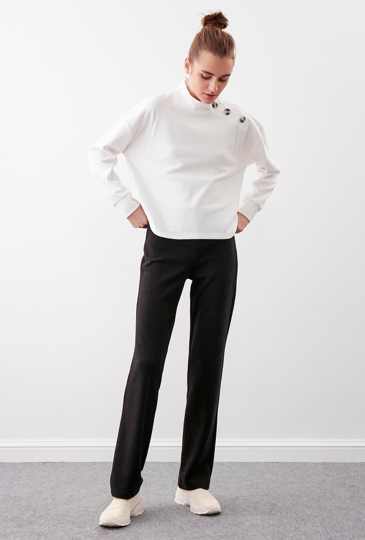 HIGH ELASTANE WAIST KNITTED TROUSERS