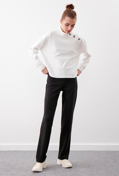 HIGH ELASTANE WAIST KNITTED TROUSERS