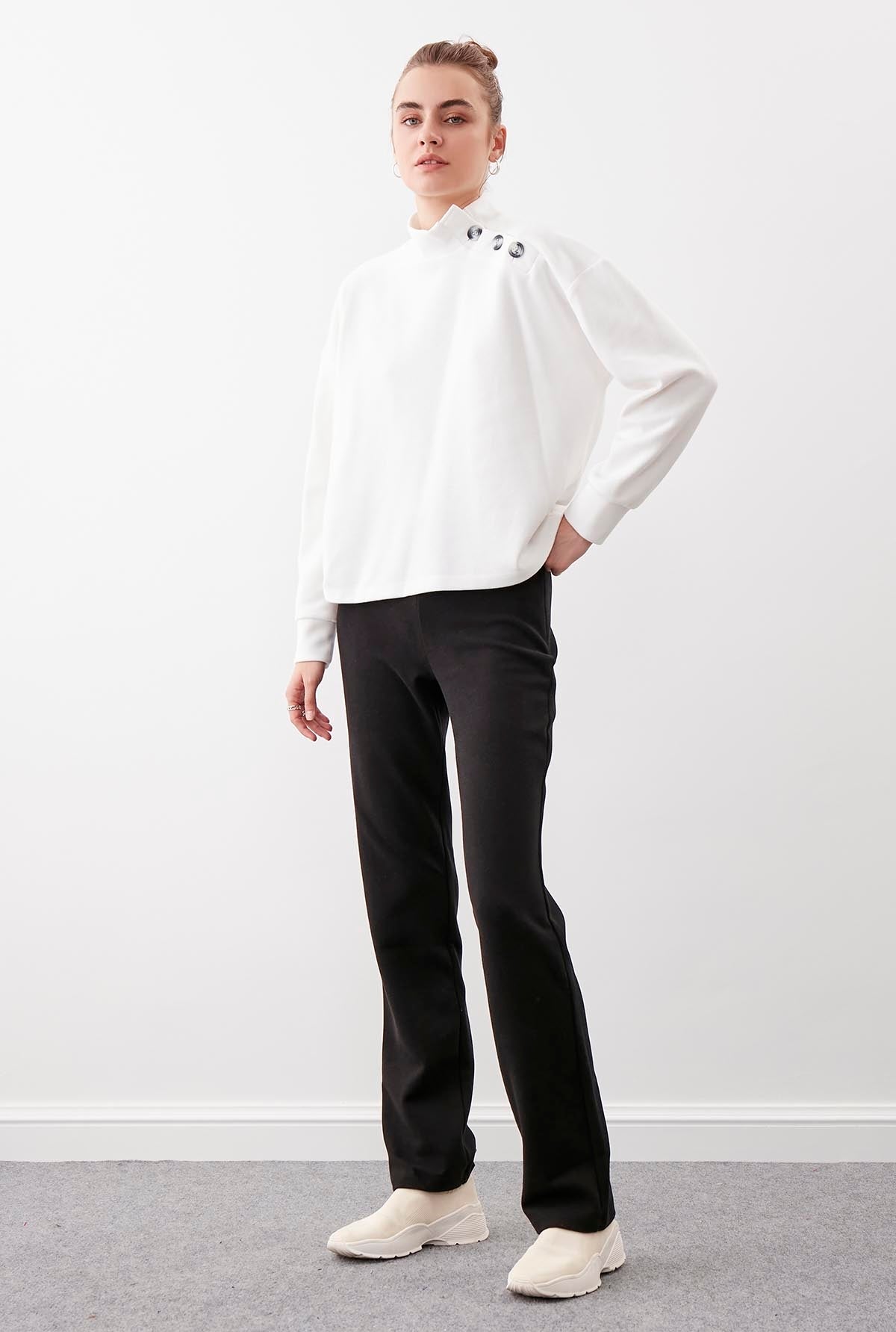 HIGH ELASTANE WAIST KNITTED TROUSERS