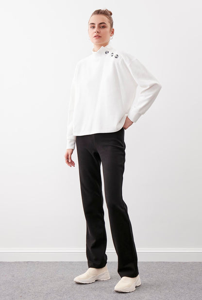 HIGH ELASTANE WAIST KNITTED TROUSERS