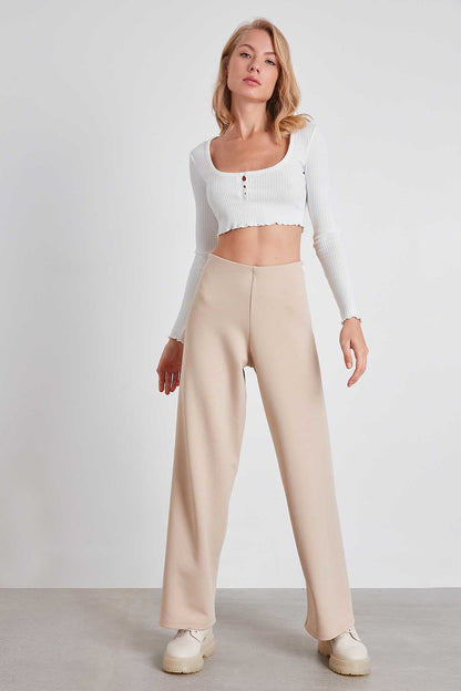 HIGH WAIST KNITTED TROUSERS