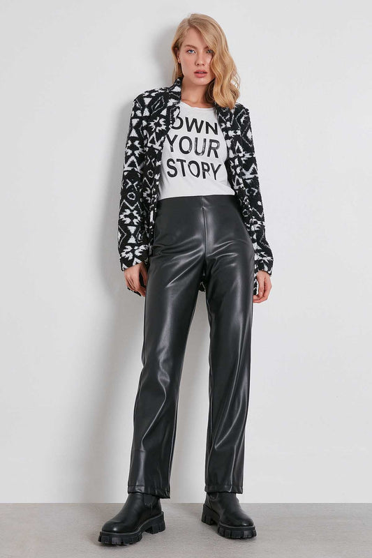 HIGH WAIST FAUX LEATHER TROUSERS