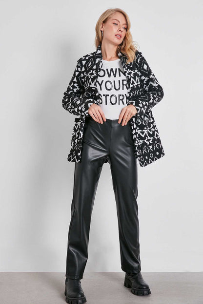 HIGH WAIST FAUX LEATHER TROUSERS