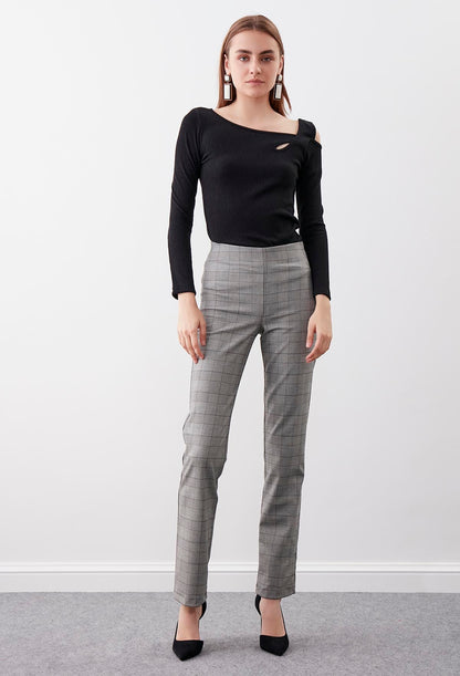 HIGH WAIST PLAID TROUSERS