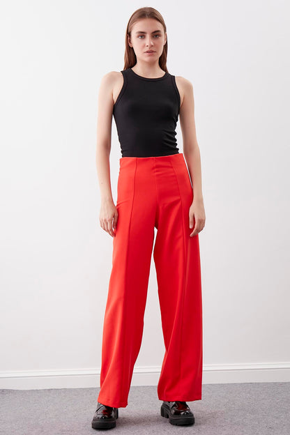 HIGH WAIST ZIP STITCH DETAILED TROUSERS