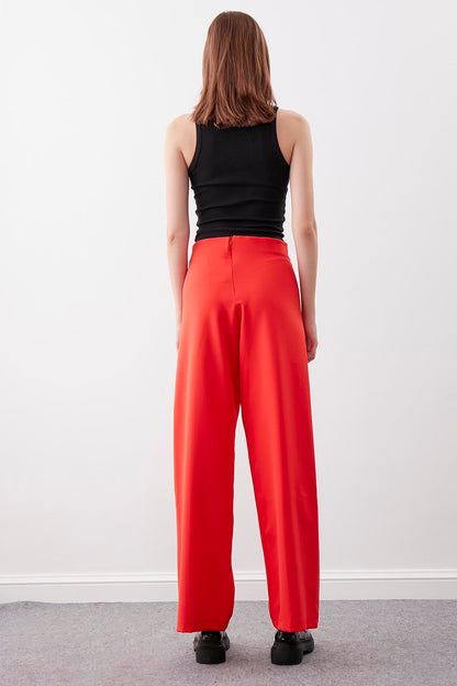 HIGH WAIST ZIP STITCH DETAILED TROUSERS