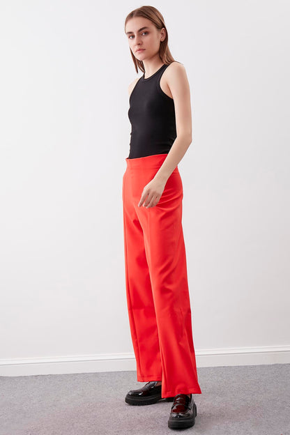 HIGH WAIST ZIP STITCH DETAILED TROUSERS