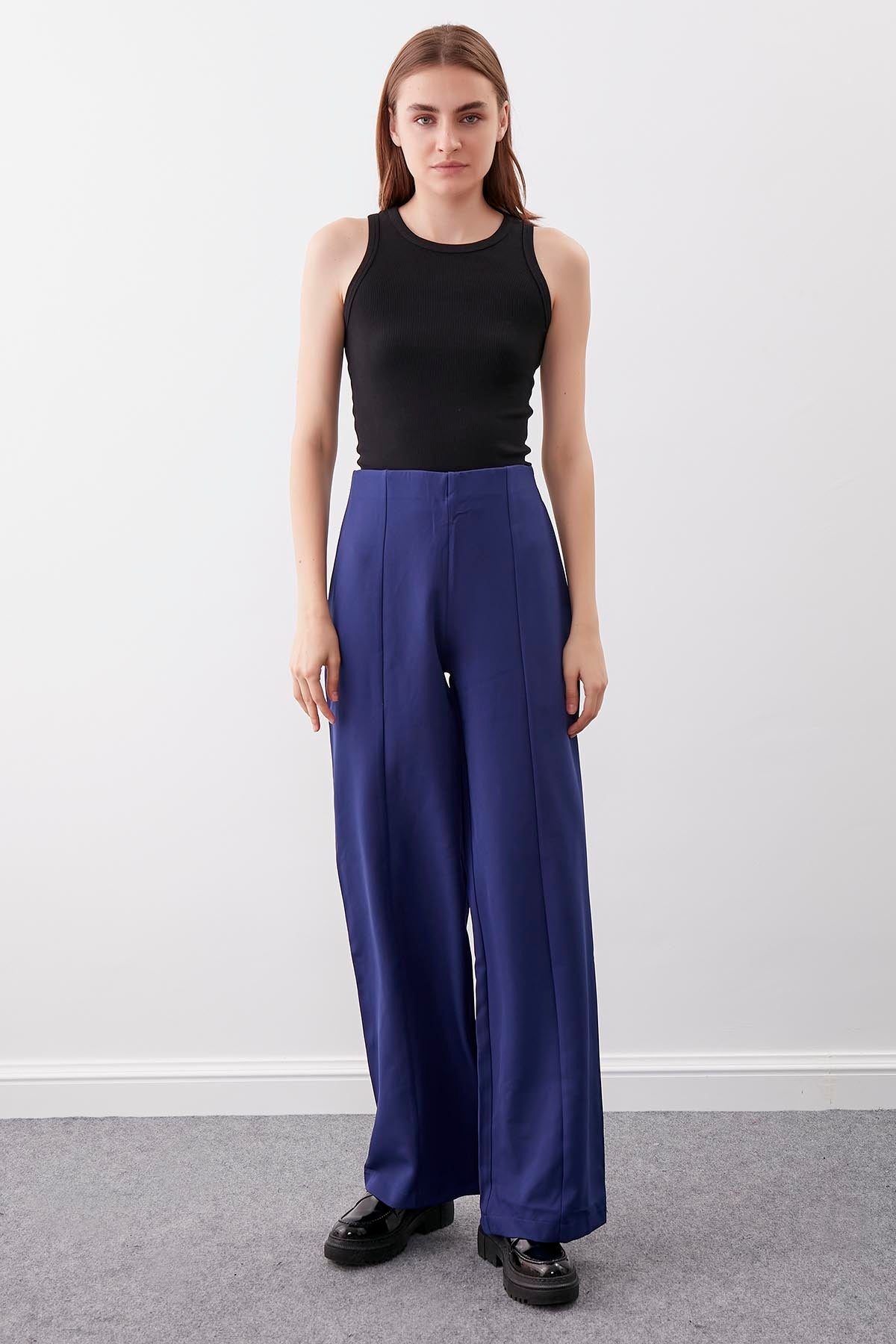 HIGH WAIST ZIP STITCH DETAILED TROUSERS