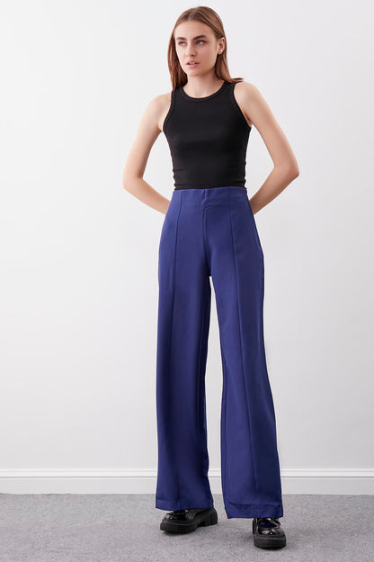 HIGH WAIST ZIP STITCH DETAILED TROUSERS
