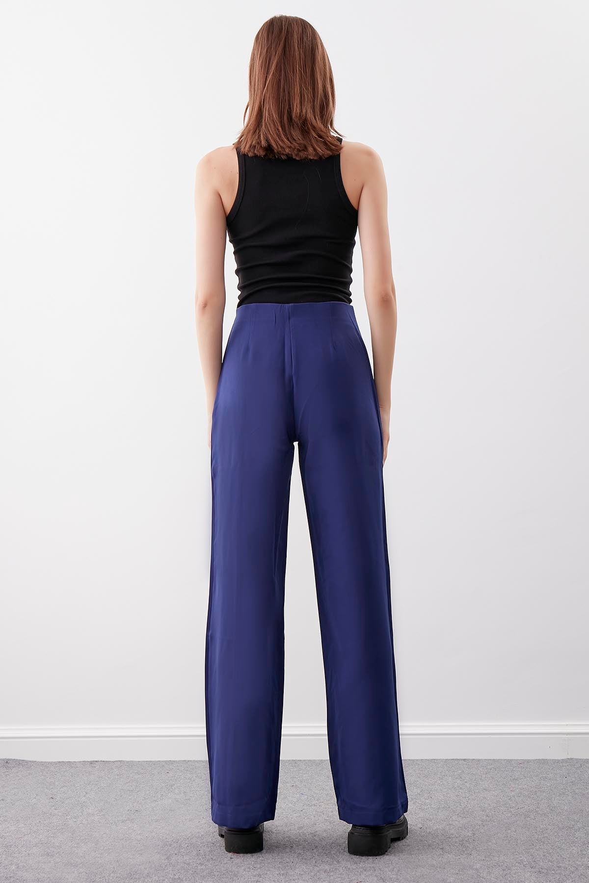 HIGH WAIST ZIP STITCH DETAILED TROUSERS